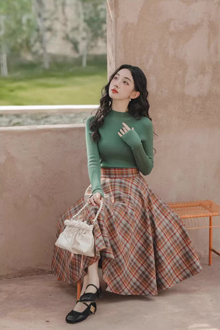 Maple – Karierter Midi-Tellerrock