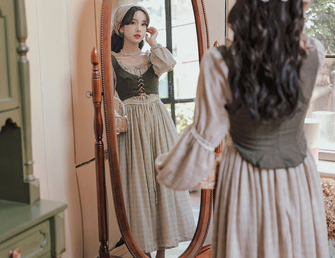 Vestido midi con corsé campestre