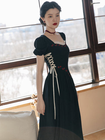 Onyx Rose Lace Up Dress