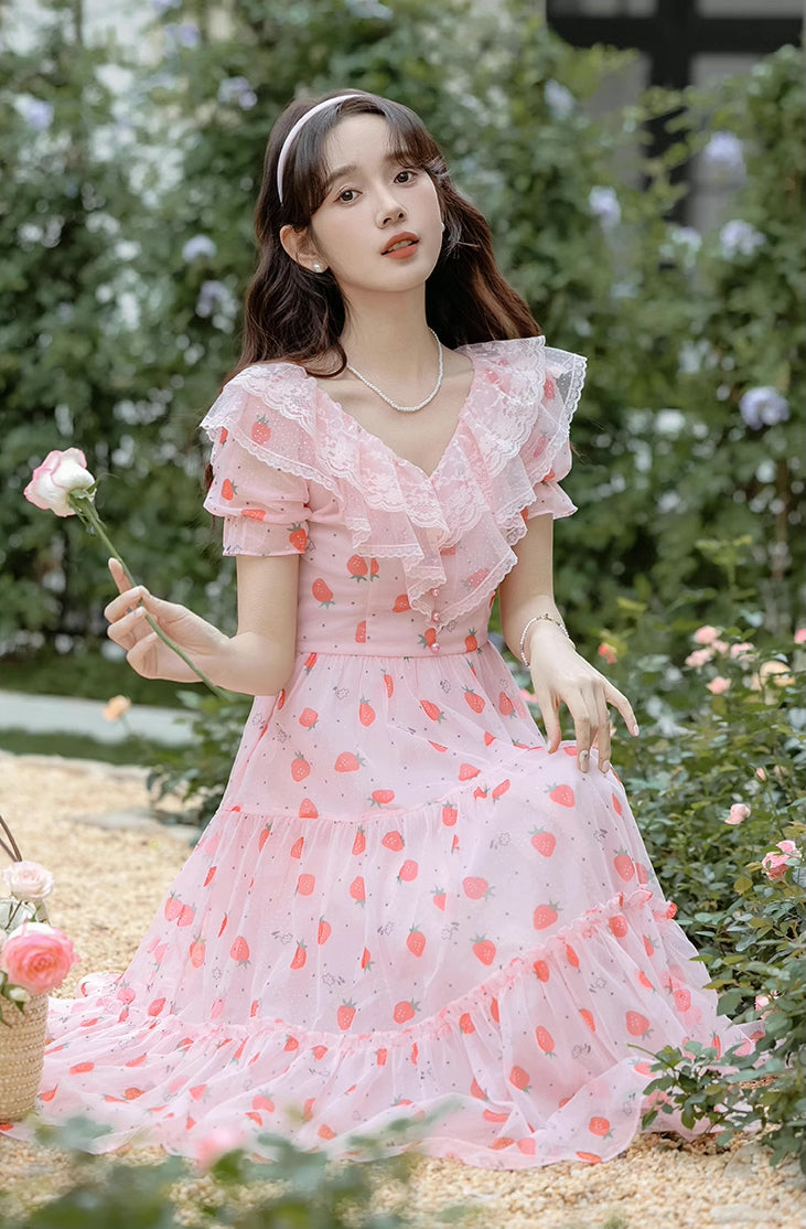 Strawberry Girl Midi Dress