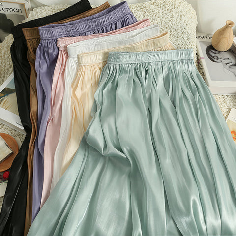 Satin Shine Midi Skirt