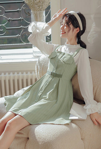 Vestido mini de rayas con botones