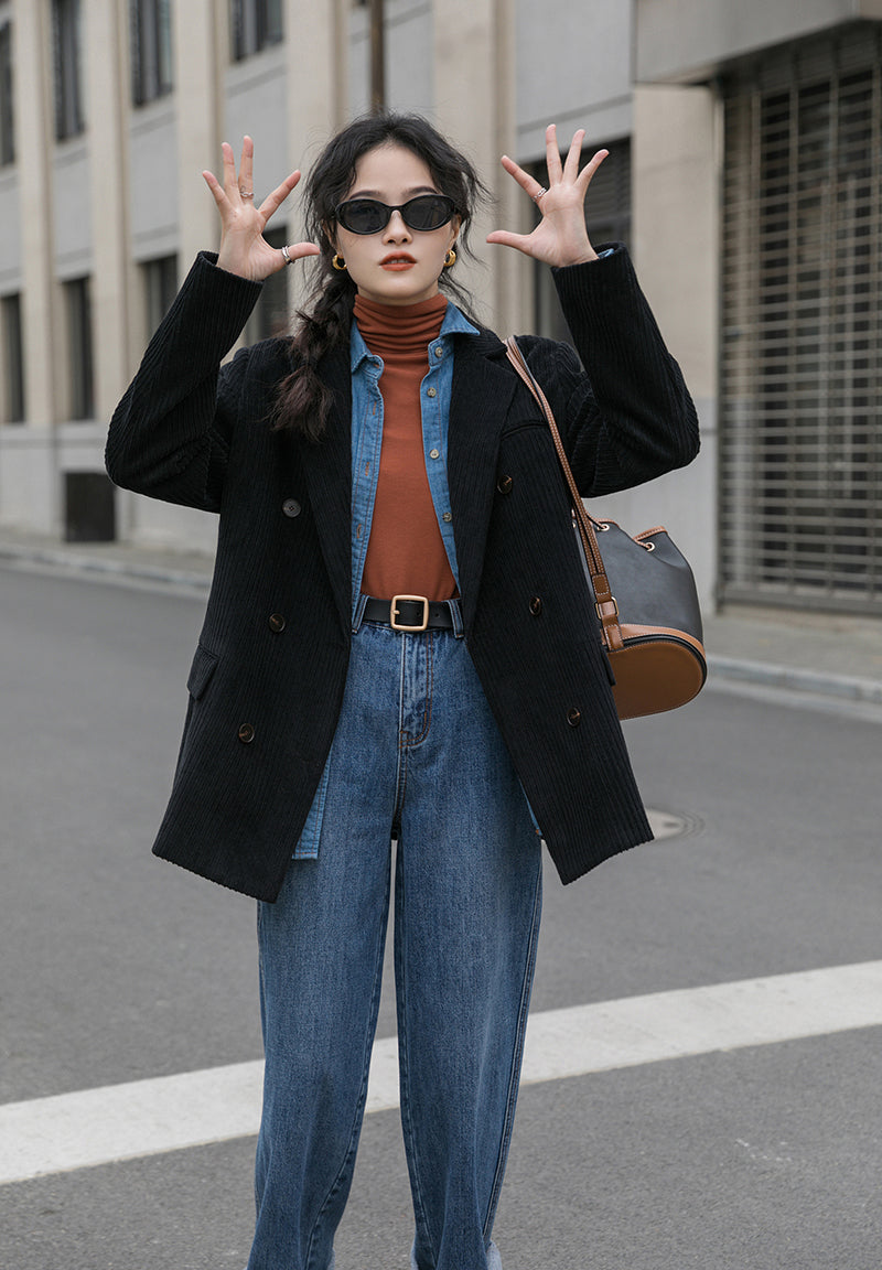 Corduroy Double Breasted Blazer Jacket