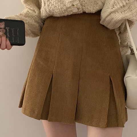 Corduroy Pleated Skirt