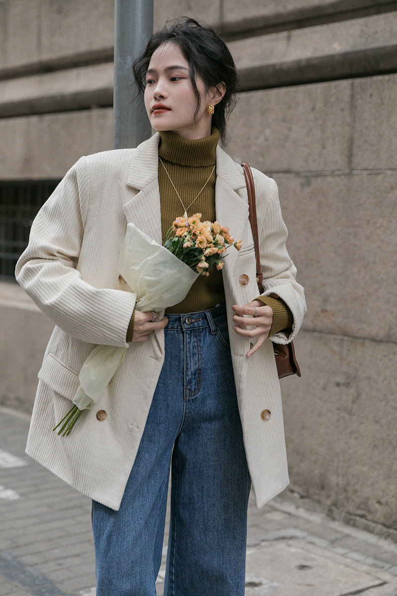 Corduroy Double Breasted Blazer Jacket