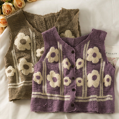 Chaleco de crochet de margaritas
