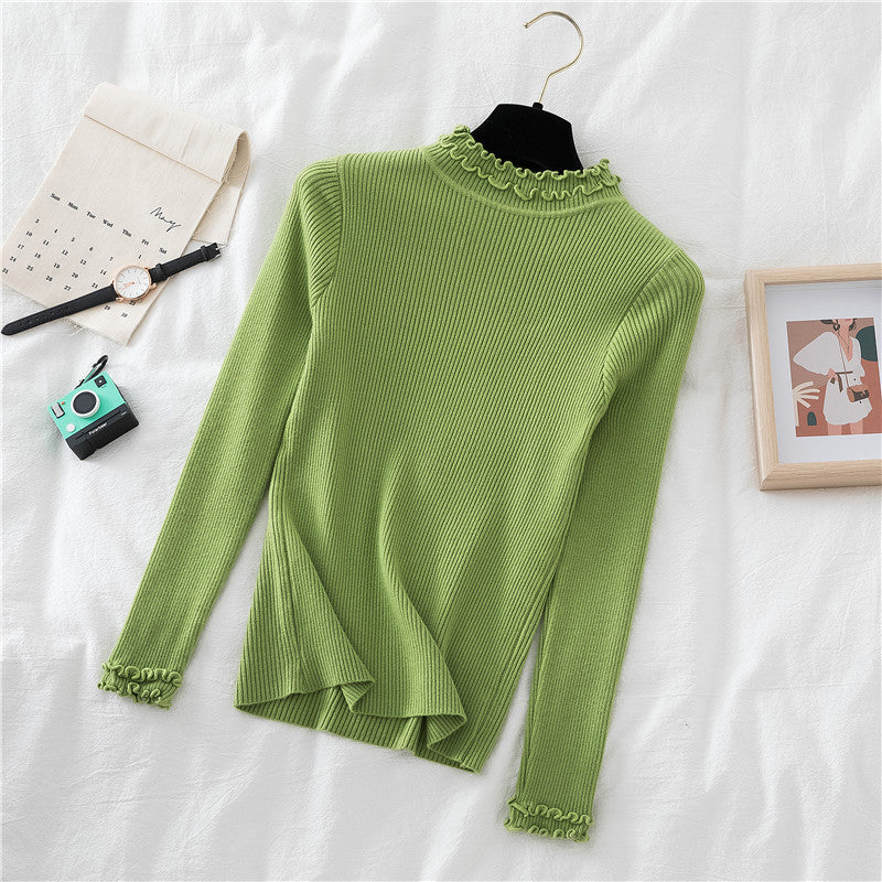 Basic Frilly Mock Neck Sweater