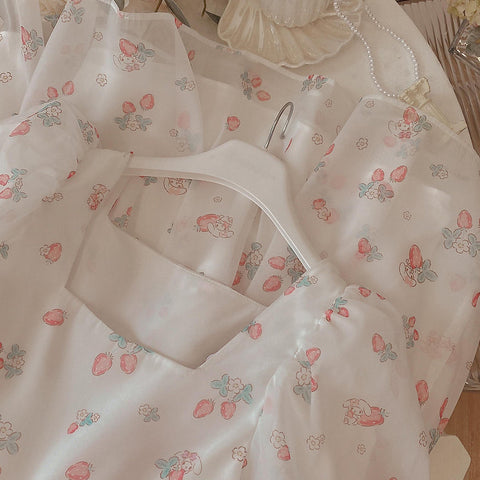 Strawberry Bunny Tiered Dress