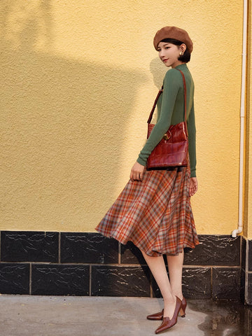 Maple – Karierter Midi-Tellerrock