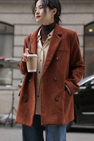 Corduroy Double Breasted Blazer Jacket