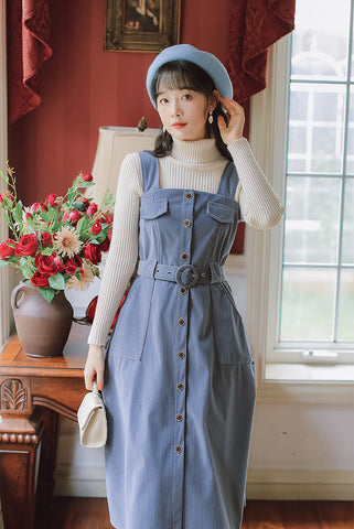 Corduroy Button Up Midi Dress