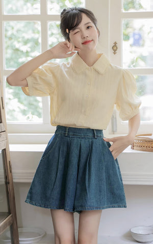 Flared Denim Shorts