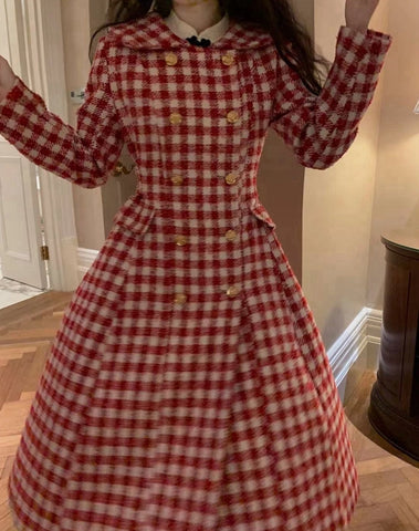Candy Cane Gingham Dress Coat