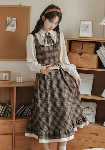 Hazel Plaid Twofer Midi Dress