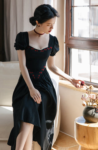 Onyx Rose Lace Up Dress