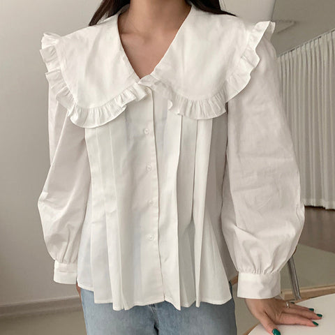 Camisa extragrande con cuello Peter Pan y botones