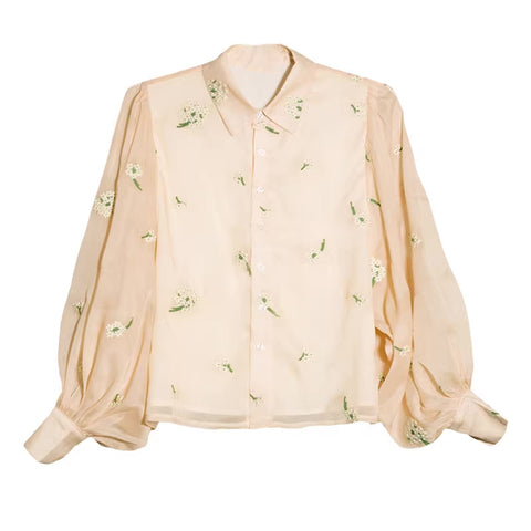 Baby's Breath Embroidered Puff Sleeve Blouse