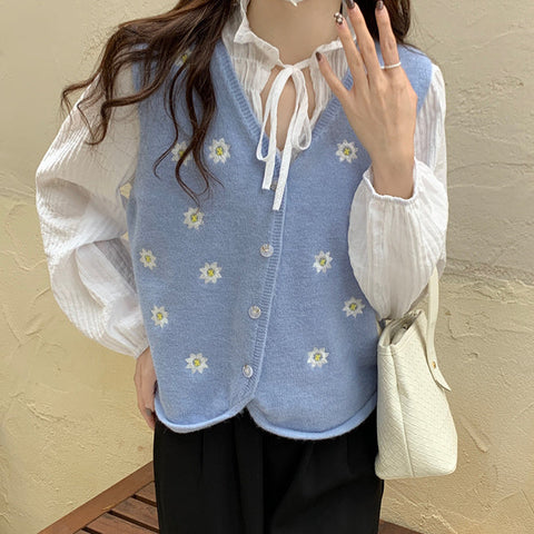 Embroidered Daisy Vest