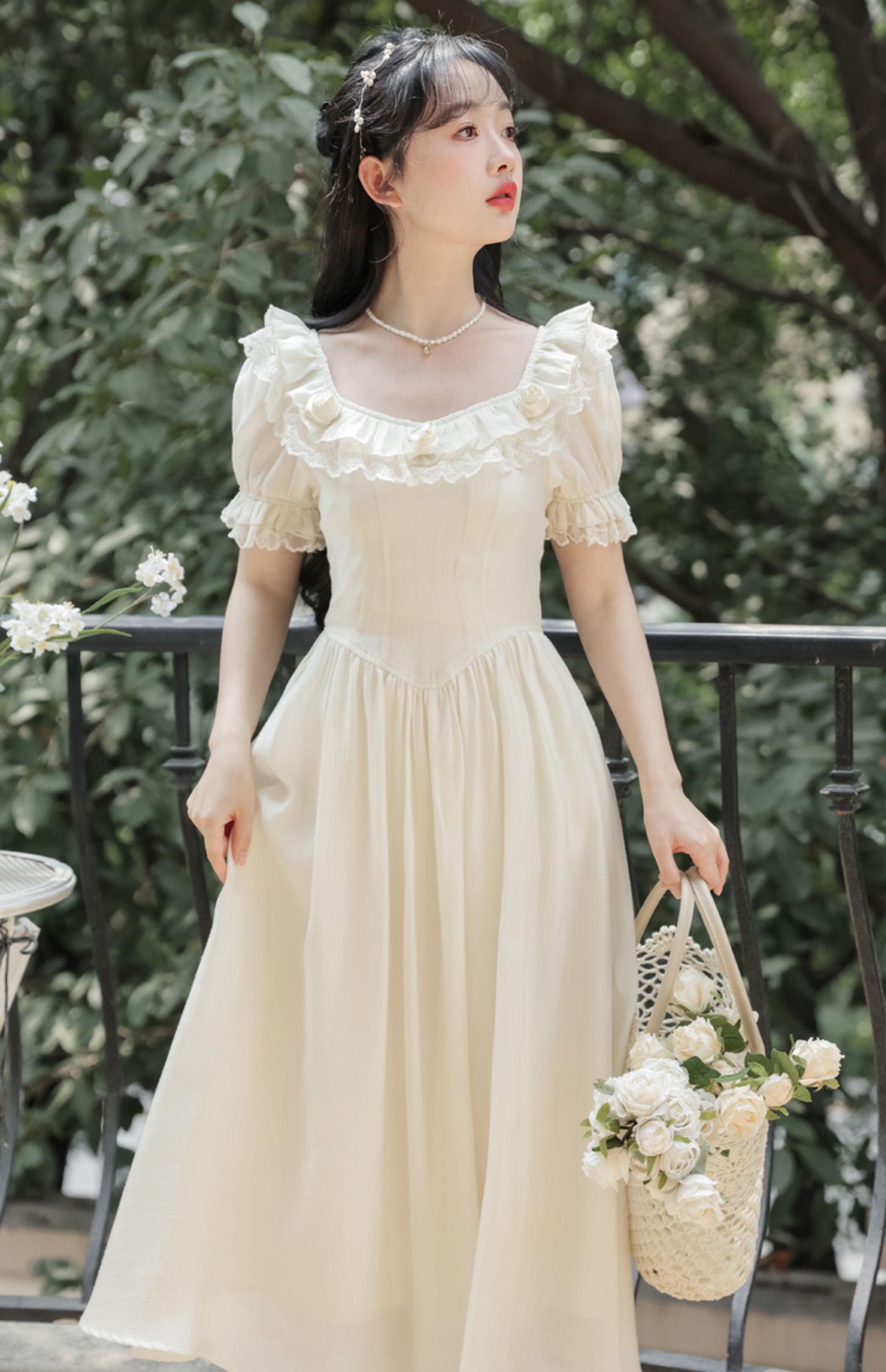 Blanc Rose Midikleid