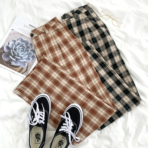 Fall Checkered Plaid Pants