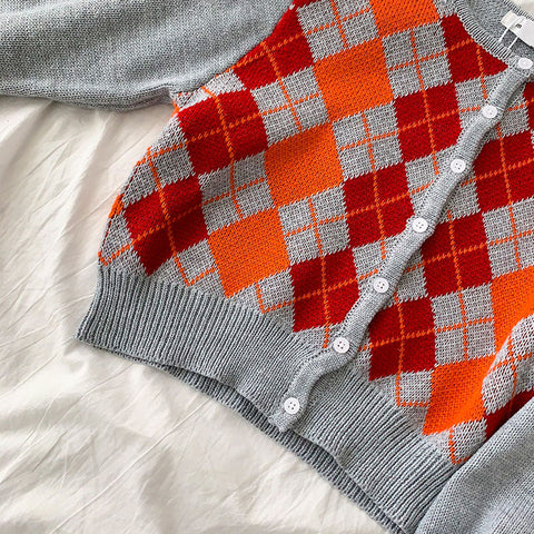 Argyle Plaid Cardigan