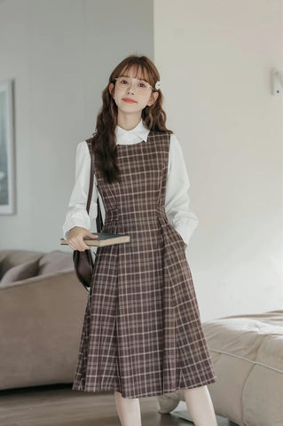 Cocoa Plaid Midi Dress