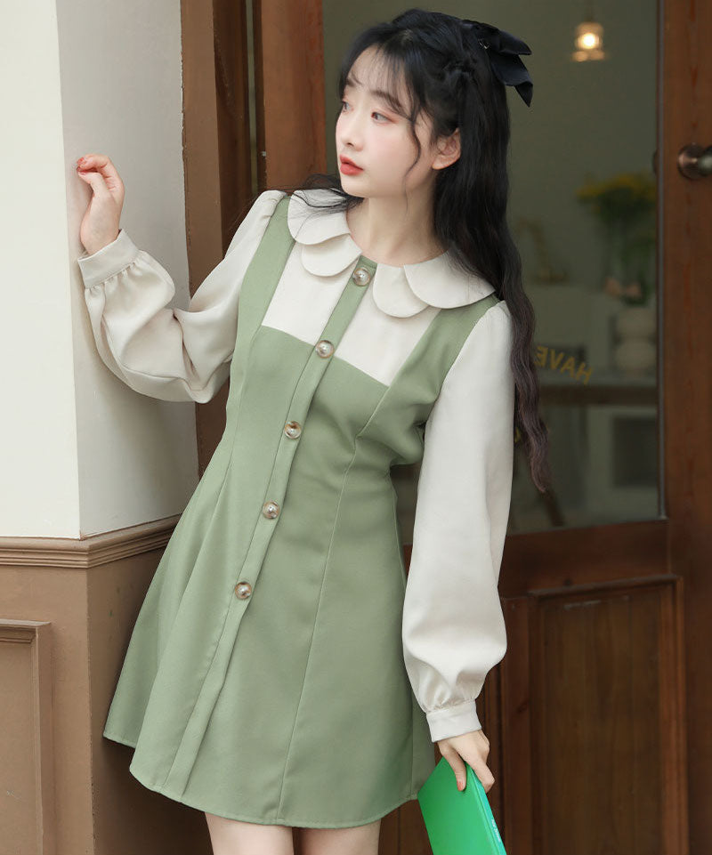 Twofer Minikleid mit Muschelkragen