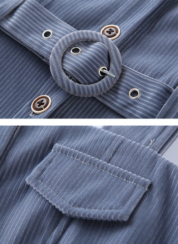 Corduroy Button Up Midi Dress