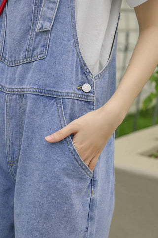 Rosy Days Embroidered Short Overalls
