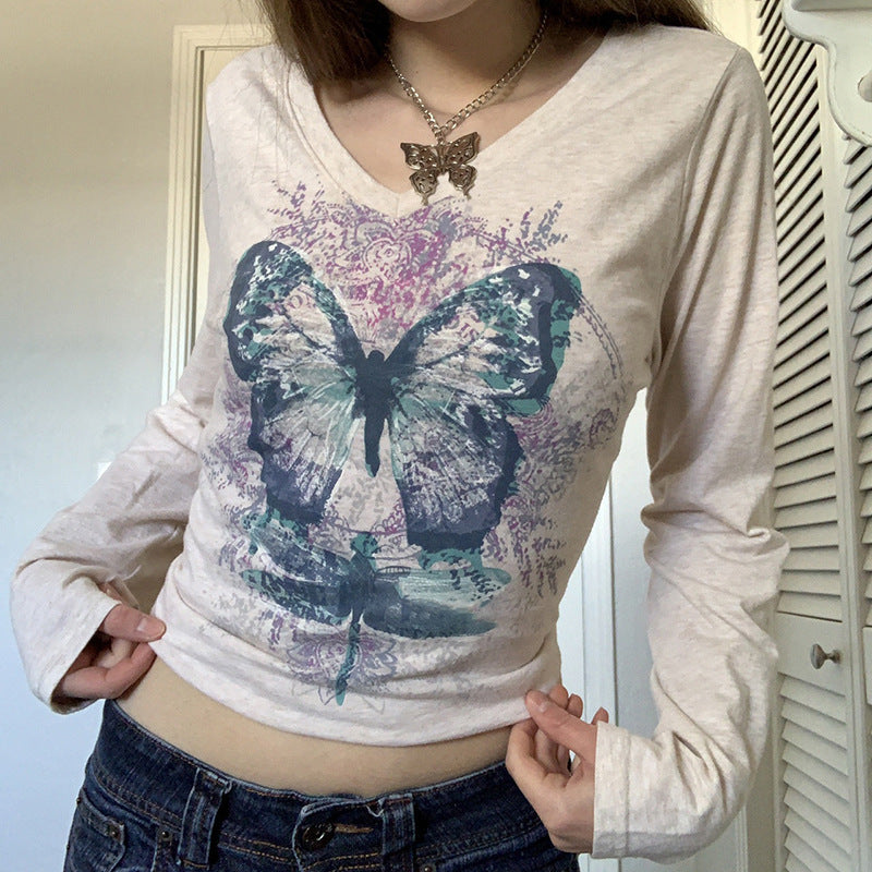 Lotus Print Long Sleeve Top