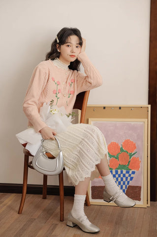 Sweet Floral Embroidered Cardigan