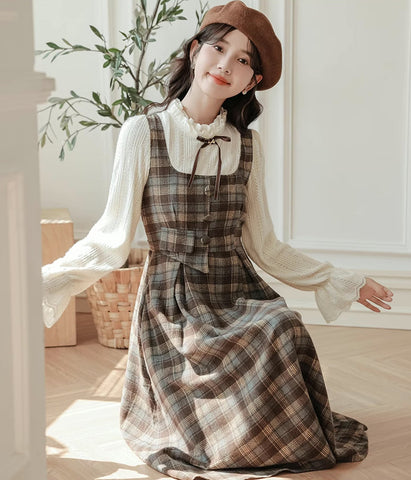 Mint Mocha – Kariertes Twofer-Midikleid