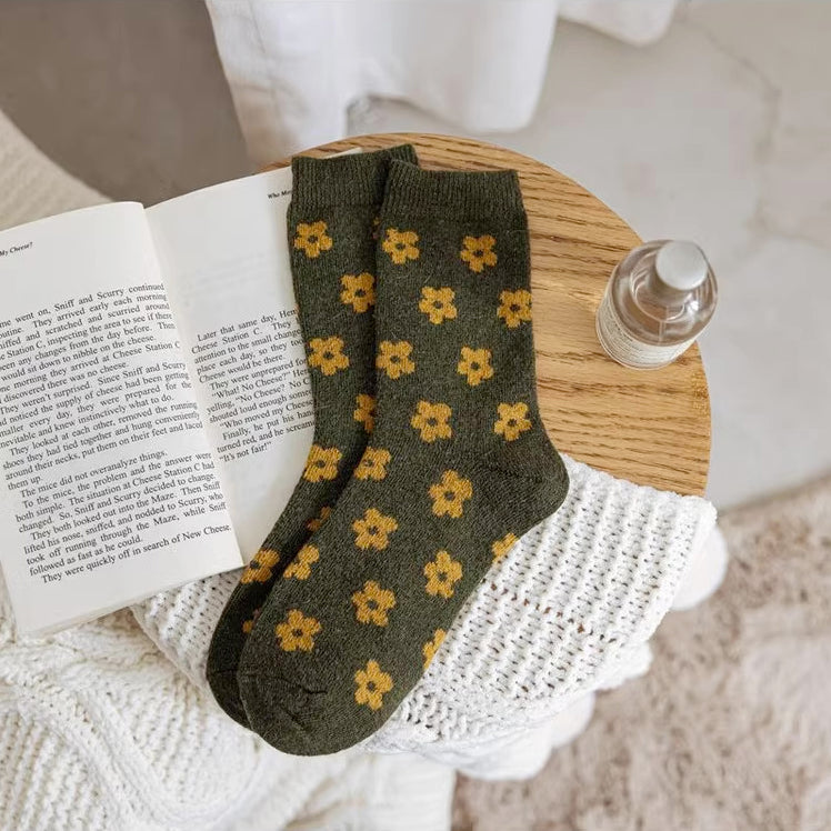 Rustic Daisy Wool Socks