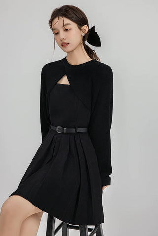 Two-Piece Mini Cami Dress & Sweater Set