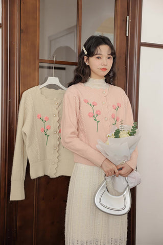 Sweet Floral Embroidered Cardigan