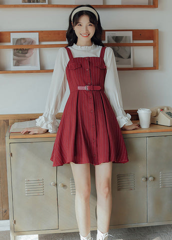 Vestido mini de rayas con botones