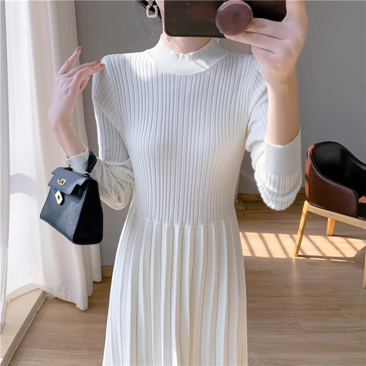 Ribbed Knit Sweater Midi Dress