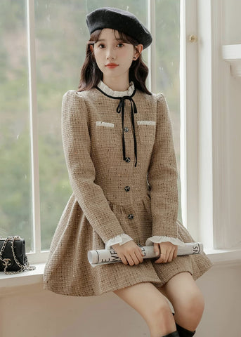 Latte Tweed-Minikleid