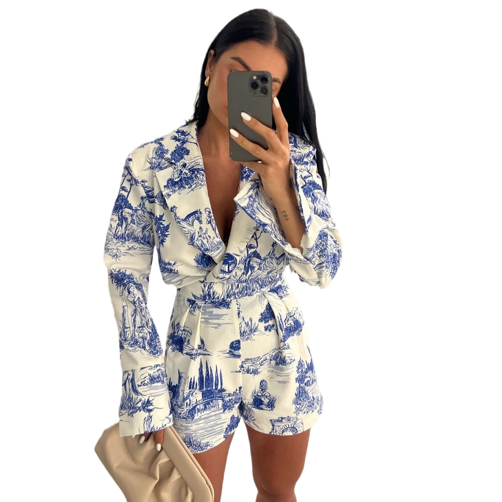 A two-piece set of stylish printed shorts