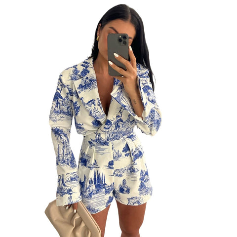 A two-piece set of stylish printed shorts