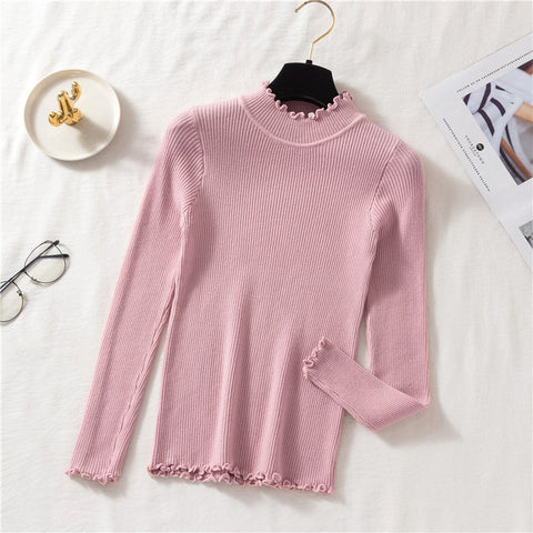 Basic Frilly Mock Neck Sweater