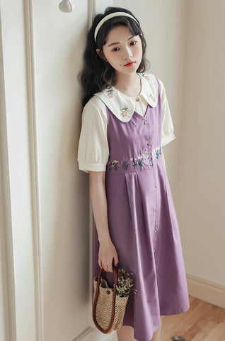 Wild Garden Button Pinafore Dress
