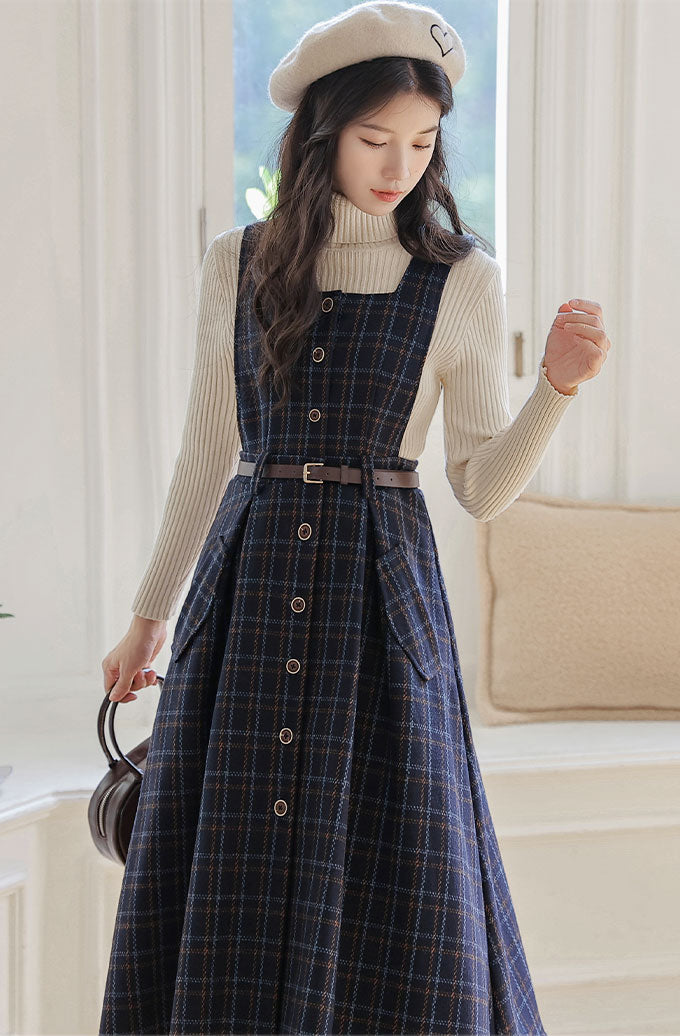 Vestido estilo pichi a cuadros con botones