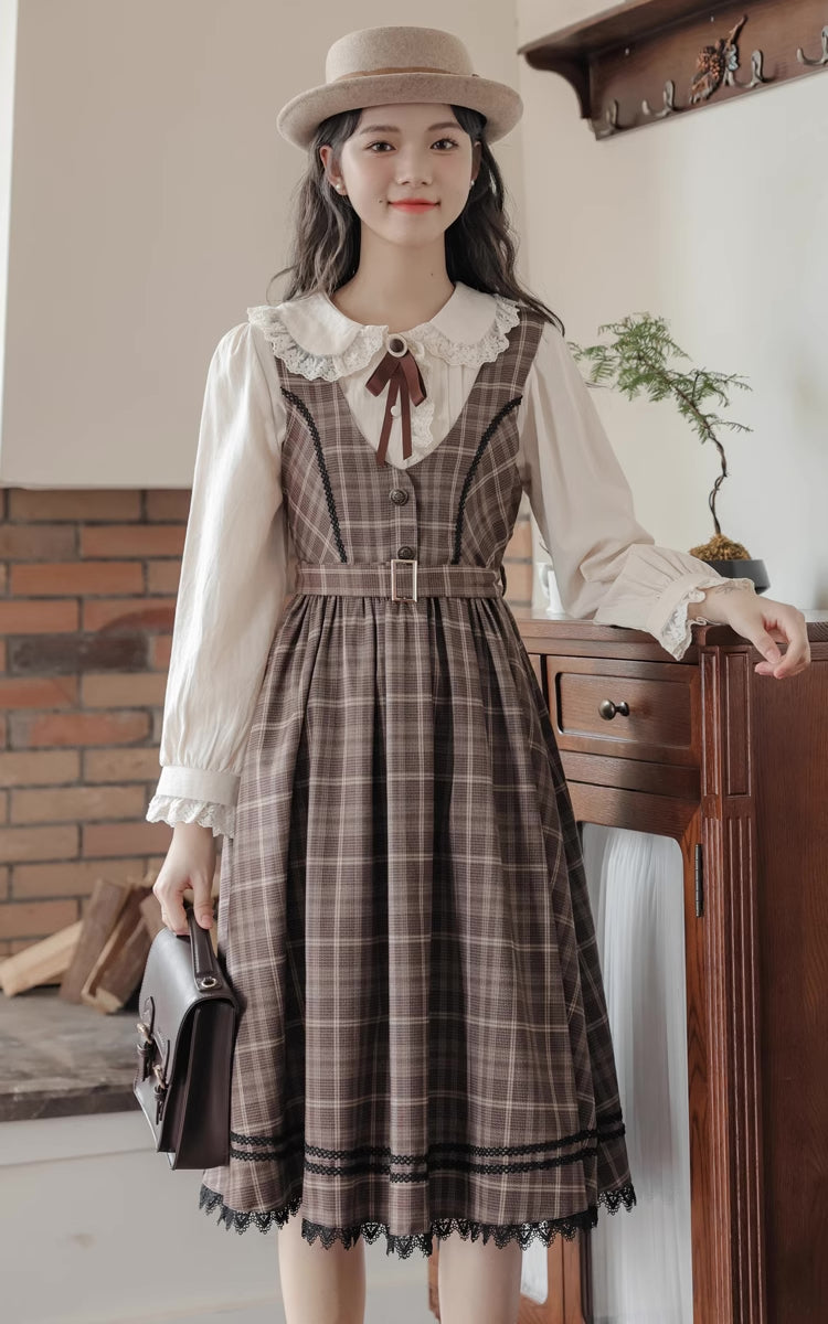 Mocca Plaid Midi Dress