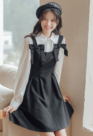 Little Bow Mini Pinafore Dress Set