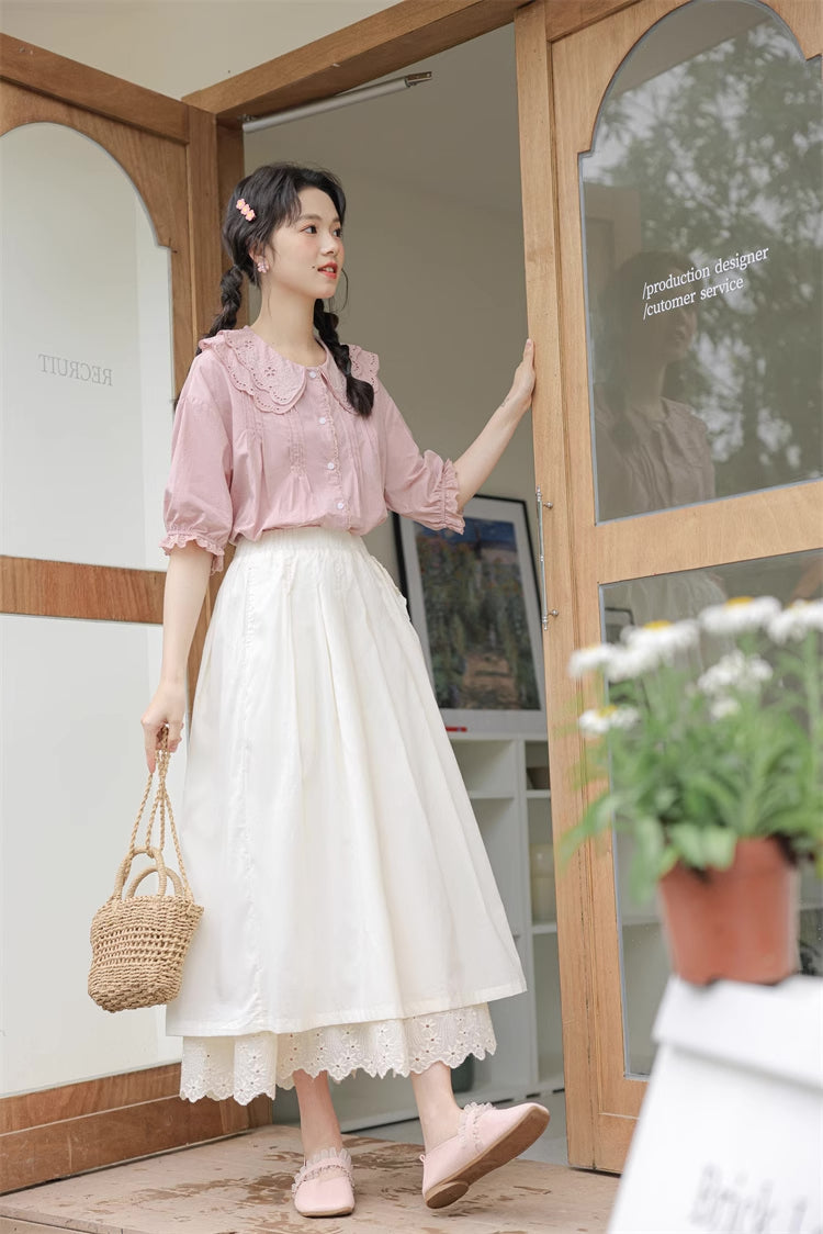 Bluse mit Broderie-Kragen