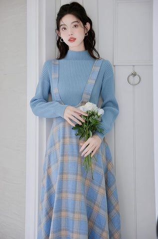 Frozen Karopullover und Hosenträgerrock-Set