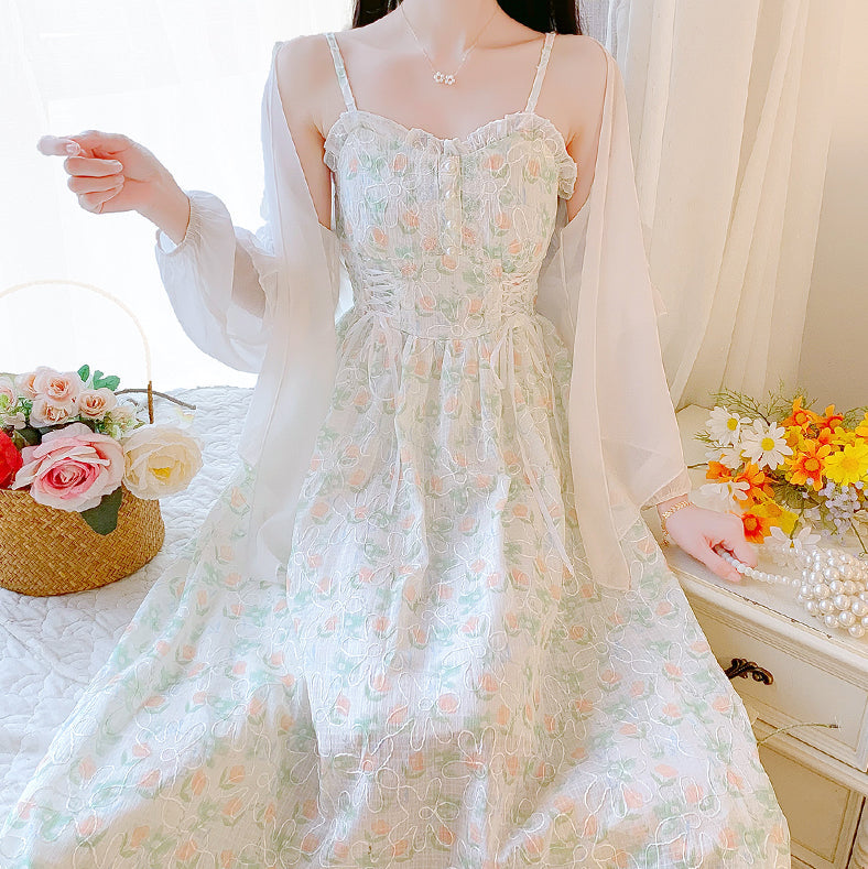 Vestido camisola con estampado de jardín de acuarela