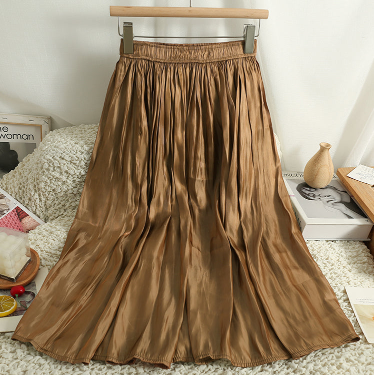 Satin Shine Midi Skirt