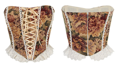 Rustic Floral Lace Up Corset